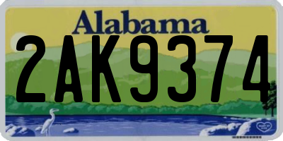 AL license plate 2AK9374