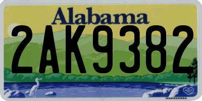 AL license plate 2AK9382