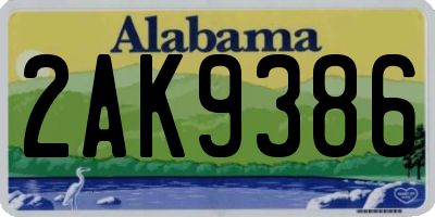 AL license plate 2AK9386