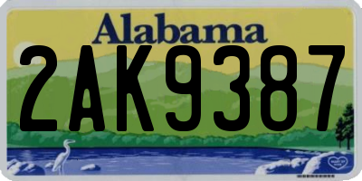 AL license plate 2AK9387