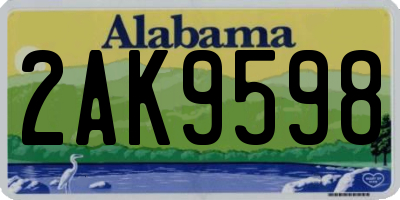 AL license plate 2AK9598