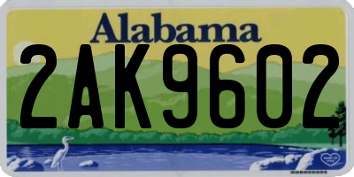 AL license plate 2AK9602