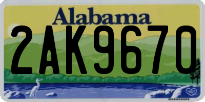 AL license plate 2AK9670