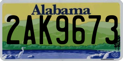 AL license plate 2AK9673