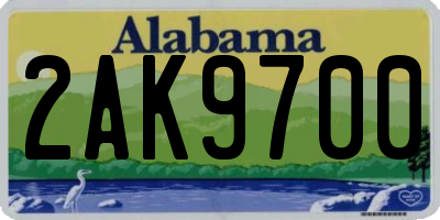 AL license plate 2AK9700