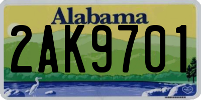 AL license plate 2AK9701