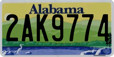 AL license plate 2AK9774