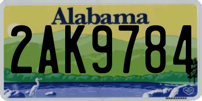 AL license plate 2AK9784