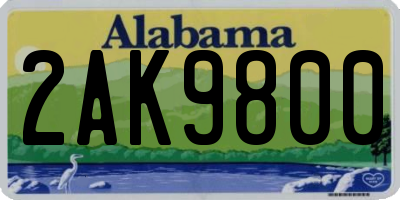 AL license plate 2AK9800