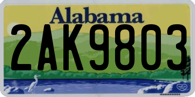 AL license plate 2AK9803