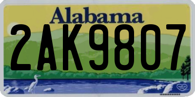 AL license plate 2AK9807