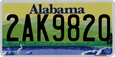 AL license plate 2AK9820