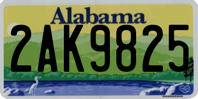 AL license plate 2AK9825