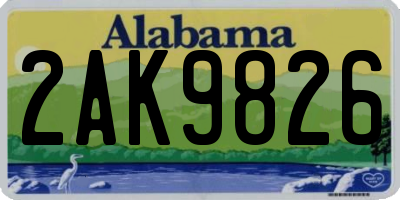 AL license plate 2AK9826
