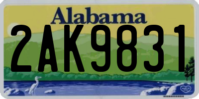 AL license plate 2AK9831
