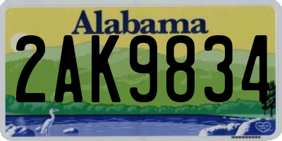 AL license plate 2AK9834