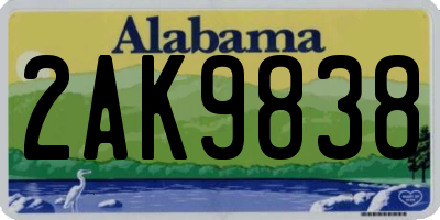 AL license plate 2AK9838
