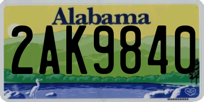 AL license plate 2AK9840