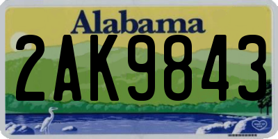 AL license plate 2AK9843