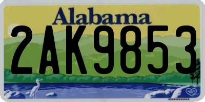 AL license plate 2AK9853