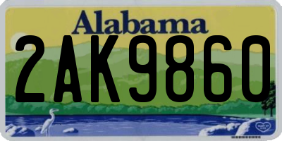 AL license plate 2AK9860