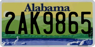 AL license plate 2AK9865