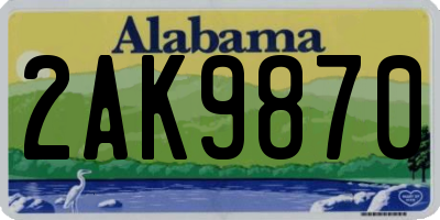 AL license plate 2AK9870