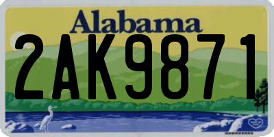 AL license plate 2AK9871