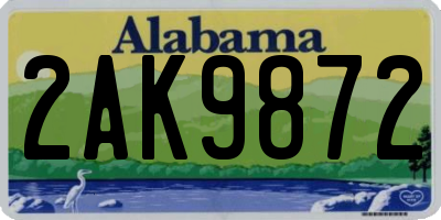 AL license plate 2AK9872