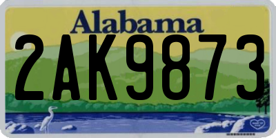 AL license plate 2AK9873
