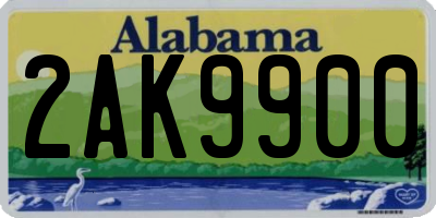 AL license plate 2AK9900