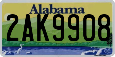 AL license plate 2AK9908