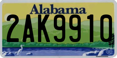 AL license plate 2AK9910