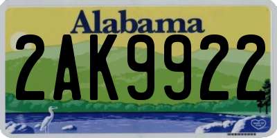AL license plate 2AK9922