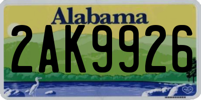 AL license plate 2AK9926