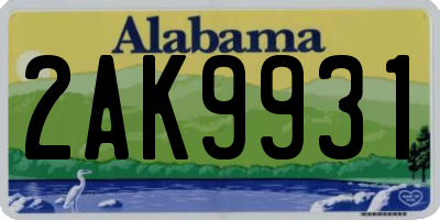 AL license plate 2AK9931