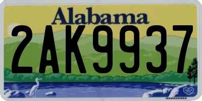 AL license plate 2AK9937