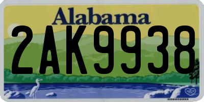 AL license plate 2AK9938