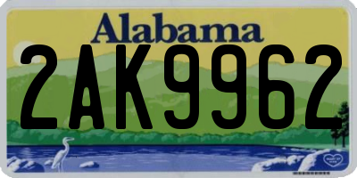 AL license plate 2AK9962