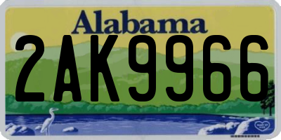 AL license plate 2AK9966