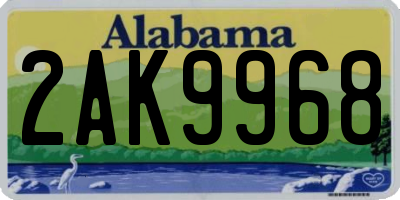 AL license plate 2AK9968