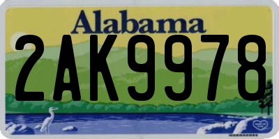 AL license plate 2AK9978