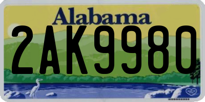 AL license plate 2AK9980