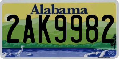 AL license plate 2AK9982