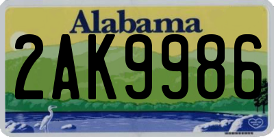 AL license plate 2AK9986