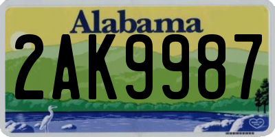 AL license plate 2AK9987
