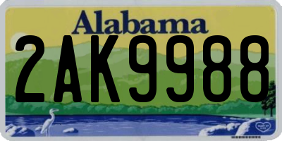 AL license plate 2AK9988