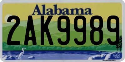 AL license plate 2AK9989
