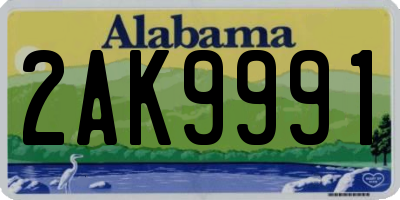 AL license plate 2AK9991