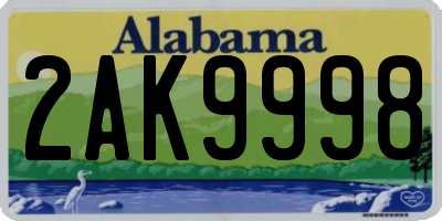 AL license plate 2AK9998
